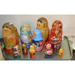 TRAY WITH ASSORTED RUSSIAN STYLE NESTING DOLLS