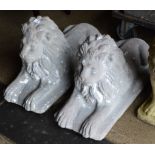 PAIR OF LION GARDEN ORNAMENTS