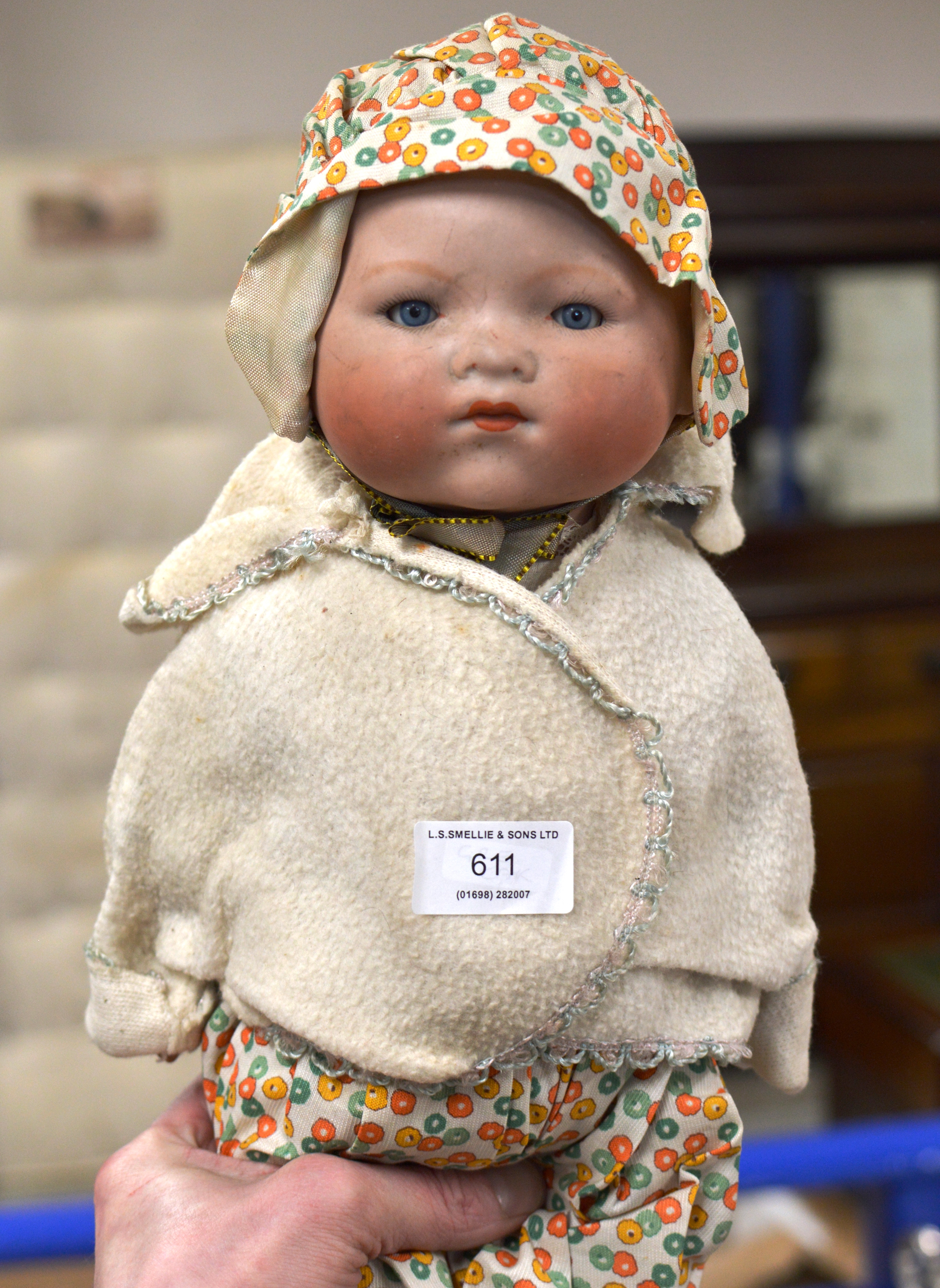 OLD GERMAN BISQUE HEAD DOLL MARKED A.M GERMANY ON NECK