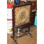 VICTORIAN ROSEWOOD TAPESTRY FIRE SCREEN