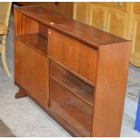 MID-CENTURY TEAK GLASS FRONTED BOOKCASE