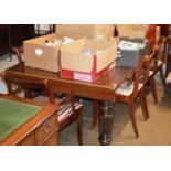 LARGE OAK & MAHOGANY DINING TABLE WITH 8 CHAIRS