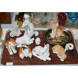 TRAY WITH VARIOUS LOMONOSOV ANIMAL ORNAMENTS