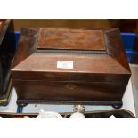 VICTORIAN ROSEWOOD SARCOPHAGUS STYLE LIDDED BOX