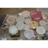 MOUNTED 1878 SILVER US DOLLAR & VARIOUS OTHER COINS