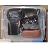 BOX WITH VARIOUS CAMERAS & BINOCULARS