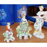 3 VARIOUS 19TH CENTURY PORCELAIN FIGURINE ORNAMENTS