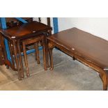 NEST OF 3 REPRODUCTION MAHOGANY TABLES & MATCHING COFFEE TABLE