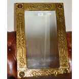 ARTS & CRAFTS STYLE BRASS FRAMED WALL MIRROR & 1 OTHER MIRROR