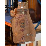 UNUSUAL LEATHER MASONIC APRON "GLESGA SHED NO 5" WITH VARIOUS BADGES