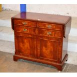 REPRODUCTION MAHOGANY DROP LEAF 2 DRAWER CHEST WITH PRESS BENEATH