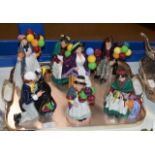 TRAY WITH VARIOUS ROYAL DOULTON FIGURINE ORNAMENTS