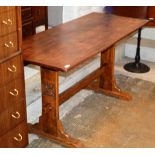 MAHOGANY CHURCH STYLE TABLE WITH GLASGOW ROSE MOTIFS