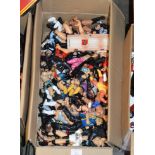 BOX WITH VARIOUS WRESTLER ACTION FIGURES