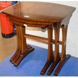 NEST OF 3 MAHOGANY TABLES & MAHOGANY WINE TABLE