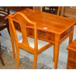 REPRODUCTION YEW WOOD 2 DRAWER DESK WITH CHAIR