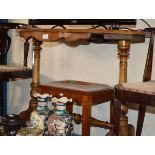VICTORIAN WALNUT OCCASIONAL TABLE & TAPESTRY STOOL