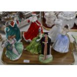 TRAY WITH VARIOUS ROYAL DOULTON FIGURINE ORNAMENTS
