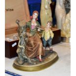 CAPODIMONTE FIGURINE GROUP SIGNED BRUNO MERLI