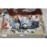 TRAY WITH ROYAL DOULTON FIGURINE, 2 WEMYSS GRISELDA HILL PIG ORNAMENTS, 1 OTHER PIG, VARIOUS DOG