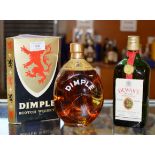 JOHN HAIG & CO DIMPLE OLD BLENDED SCOTCH WHISKY, WITH PRESENTATION BOX - 70° PROOF & DEWAR'S