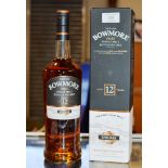 BOWMORE 12 YEAR OLD ISLAY SINGLE MALT SCOTCH WHISKY, WITH PRESENTATION BOX - 1 LITRE, 40% VOL