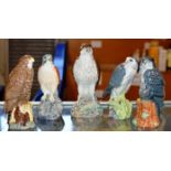 A GROUP OF 5 SEALED BENEAGLES BIRD OF PREY PORCELAIN DECANTERS