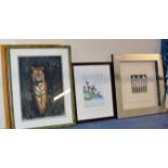 LIMITED EDITION LEWIS CHESS MEN PICTURE, HORSE RACING PICTURE SIGNED KIRKWOOD, PASTIL PICTURE OF A