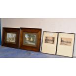 PAIR OF FRAMED ETCHINGS, LOCH LOMOND & BEN LOMOND BY A SIMES & 2 OLD OAK FRAMED PICTURES