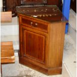 MAHOGANY INLAID CORNER CABINET WITH GLASS PRESERVE