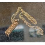 9 CARAT GOLD INGOT ON 9 CARAT GOLD CHAIN - APPROXIMATE WEIGHT = 22.5 GRAMS