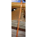 ORIENTAL CARVED BAMBOO WALKING STICK WITH WARRIOR DECORATION