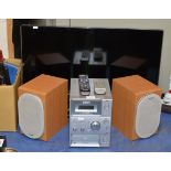 SONY TWIN SPEAKER HI-FI SYSTEM WITH REMOTE & SAMSUNG 32" LCD TV WITH REMOTE