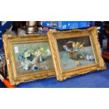 PAIR OF GILT FRAMED STILL LIFE PICTURES SIGNED L.C. AUSTIN DATED 1900