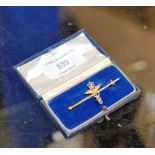 9 CARAT GOLD RAF STYLE BROOCH PIN WITH PRESENTATION BOX - APPROXIMATE WEIGHT = 3.4 GRAMS