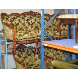 3 PIECE MAHOGANY FRAMED LOUNGE SUITE COMPRISING 3 SEATER SETTEE & 2 SINGLE ARM CHAIRS