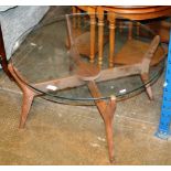 MID-CENTURY TEAK FRAMED GLASS TOP COFFEE TABLE