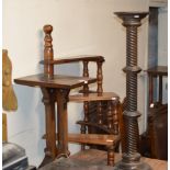 MAHOGANY BARLEY TWIST COLUMN PLANT STAND & OCCASIONAL TABLE