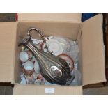 BOX WITH JAPANESE EGG SHELL TEA WARE & EP JUG