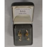 PAIR OF 9 CARAT GOLD DRESS STONE RETRO STYLE EARRINGS