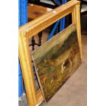 GILT FRAMED OIL ON CANVAS - LANDSCAPE SCENE WITH CATTLE, SIGNED HARDING