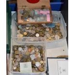 3 BOXES WITH QUANTITY WORLD COINAGE
