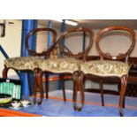3 ORNATE VICTORIAN MAHOGANY CHAIRS WITH PADDED SEATS
