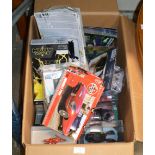 BOX WITH VARIOUS BOXED BATMAN MODELS, BATMAN MAGAZINES, AIRFIX MODEL KIT ETC