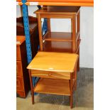 TEAK SINGLE DRAWER TABLE & PAIR OF TEAK OCCASIONAL TABLES