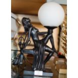 REPRODUCTION ART DECO STYLE TABLE LAMP WITH GLASS SHADE