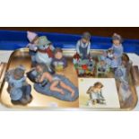 TRAY WITH VARIOUS ELISA FIGURINE ORNAMENTS, WITH ORIGINAL BOXES