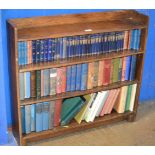 OAK OPEN BOOKCASE WITH VARIOUS VINTAGE BOOKS