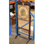 VICTORIAN ROSEWOOD ADJUSTABLE TAPESTRY FIRE SCREEN
