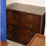 REPRODUCTION MAHOGANY 4 DRAWER FILING CABINET WITH LEATHER TOP